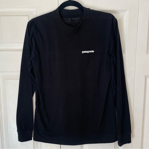 Patagonia Tops - Patagonia Cotton Blend Black Logo Long Sleeve T Shirt Extra Small
